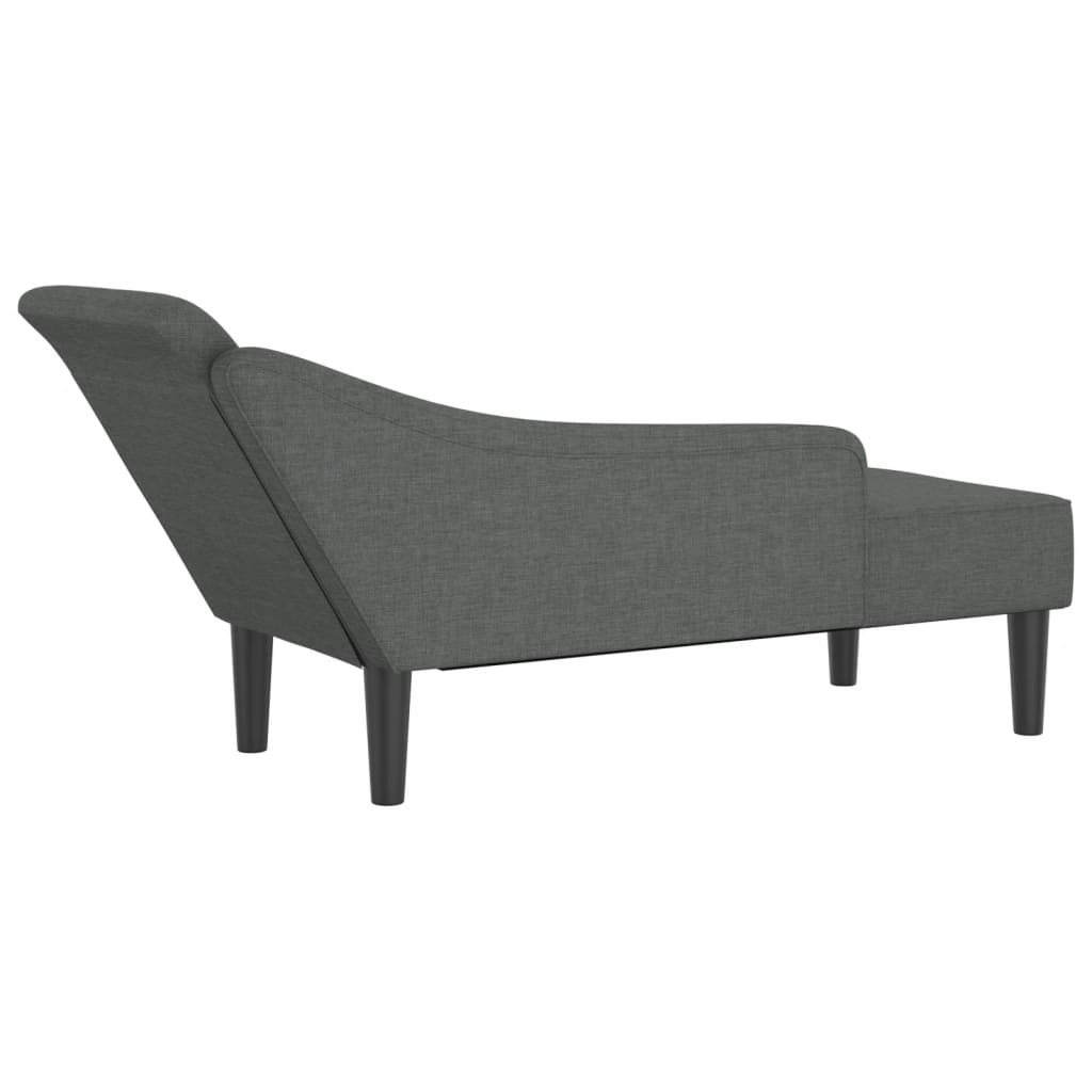 Chaise longue avec coussins gris foncé tissu