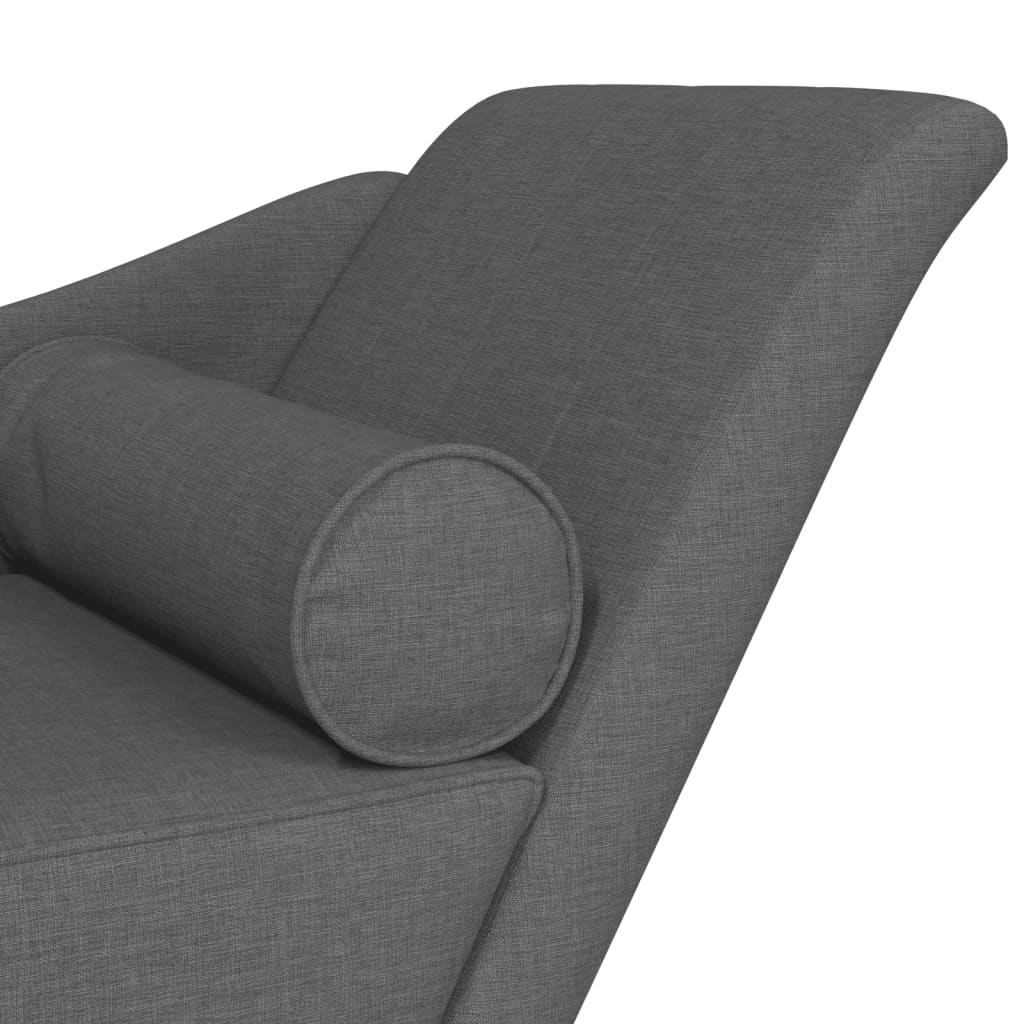 Chaise longue avec coussins gris foncé tissu