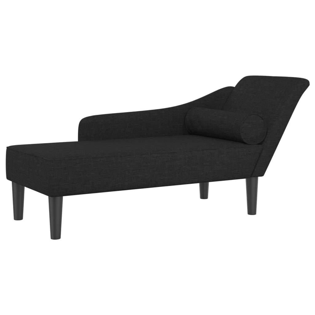 Chaise longue avec coussins noir tissu