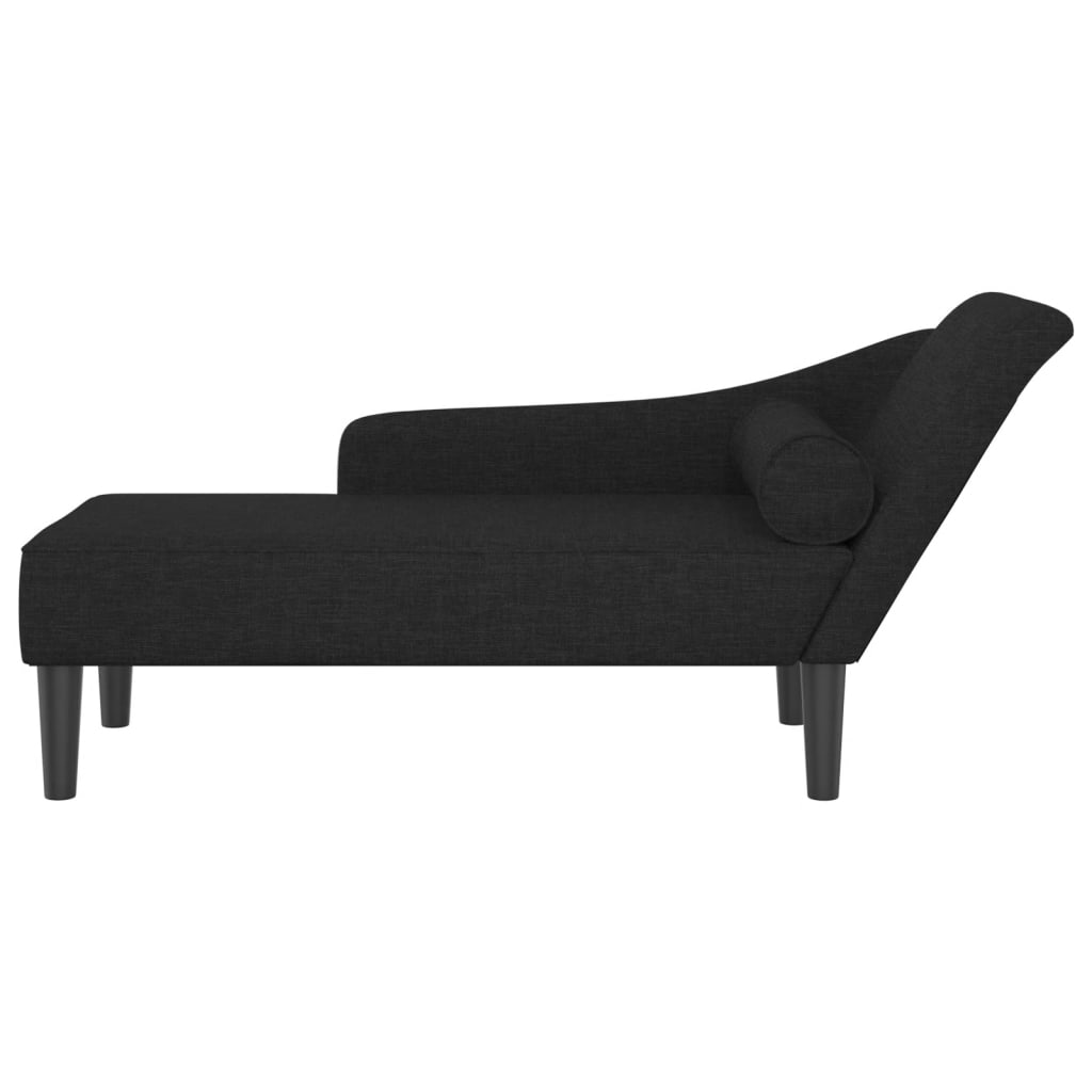 Chaise longue avec coussins noir tissu