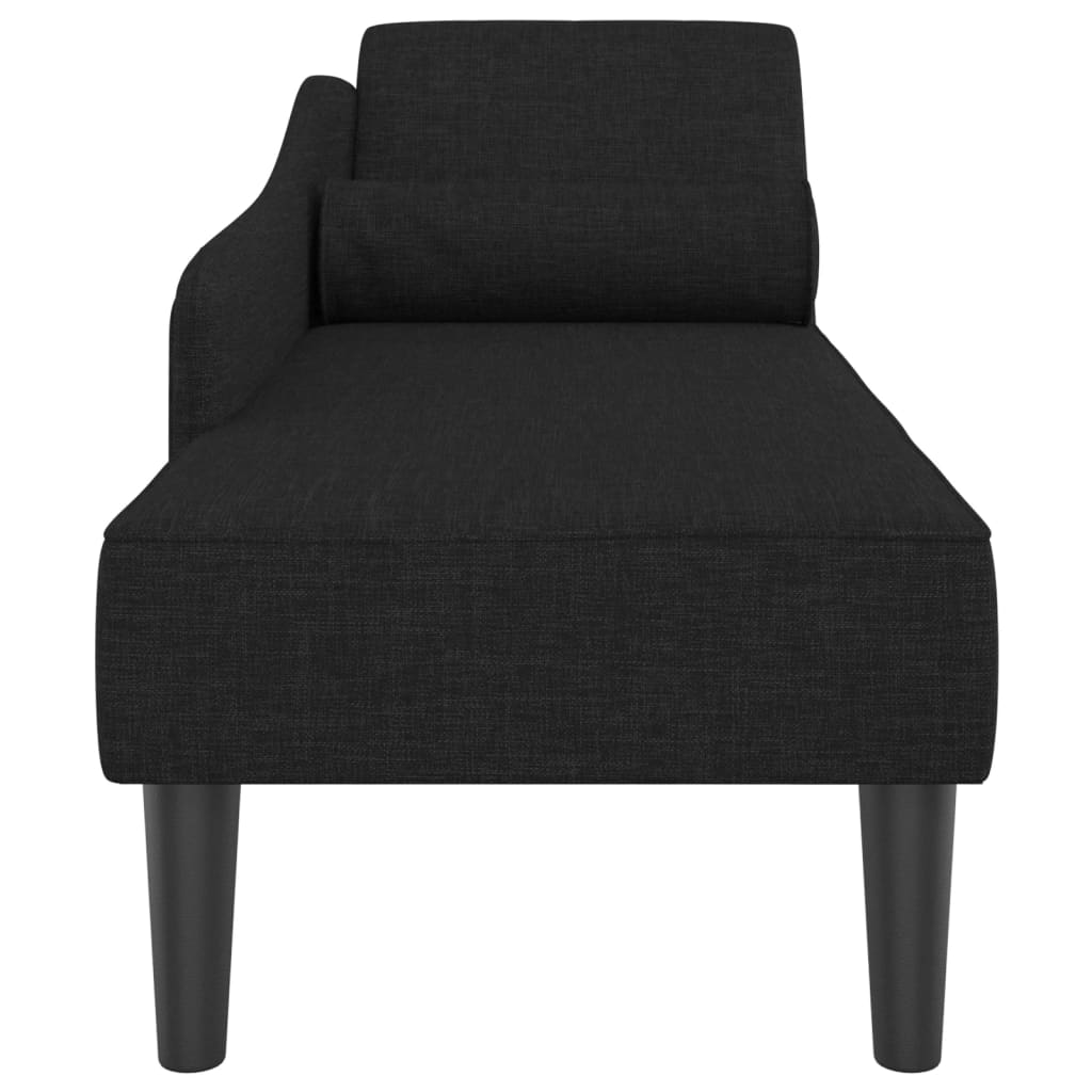 Chaise longue avec coussins noir tissu