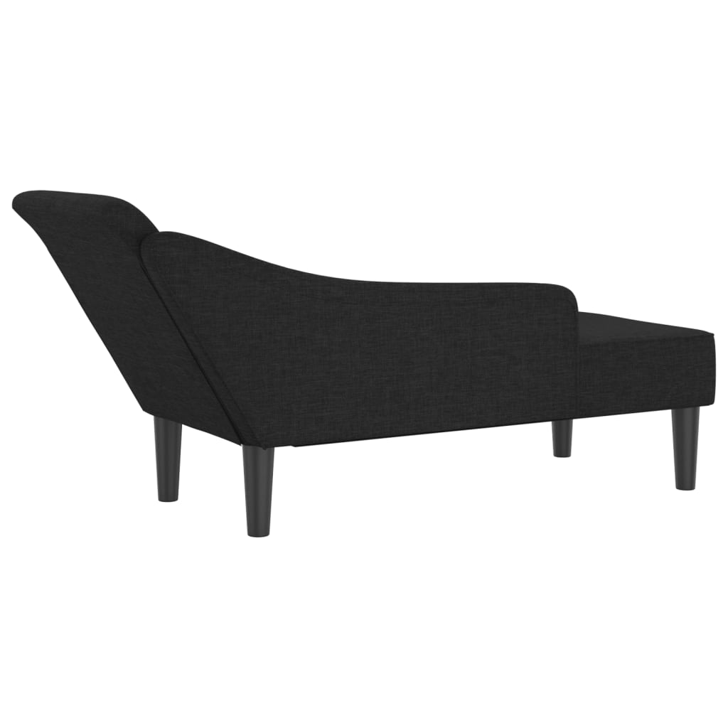 Chaise longue avec coussins noir tissu