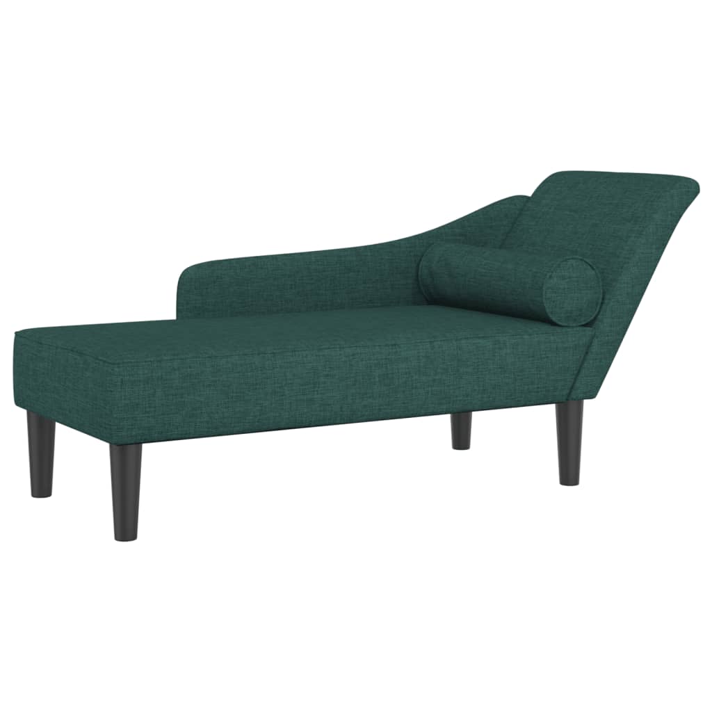 Chaise longue avec coussins vert foncé tissu