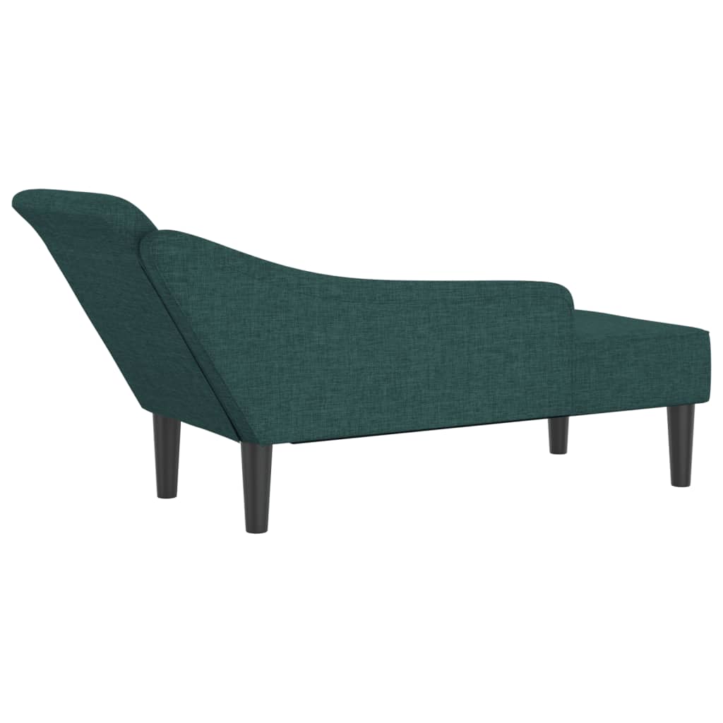 Chaise longue avec coussins vert foncé tissu