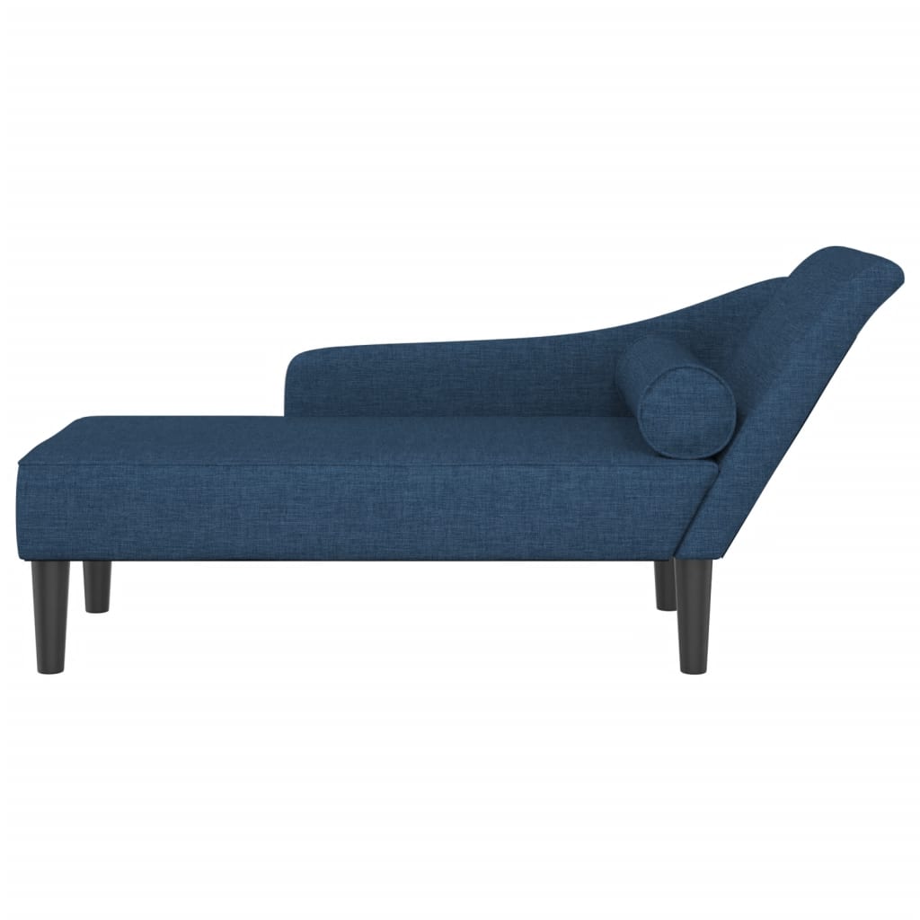 Chaise longue with blue fabric cushions