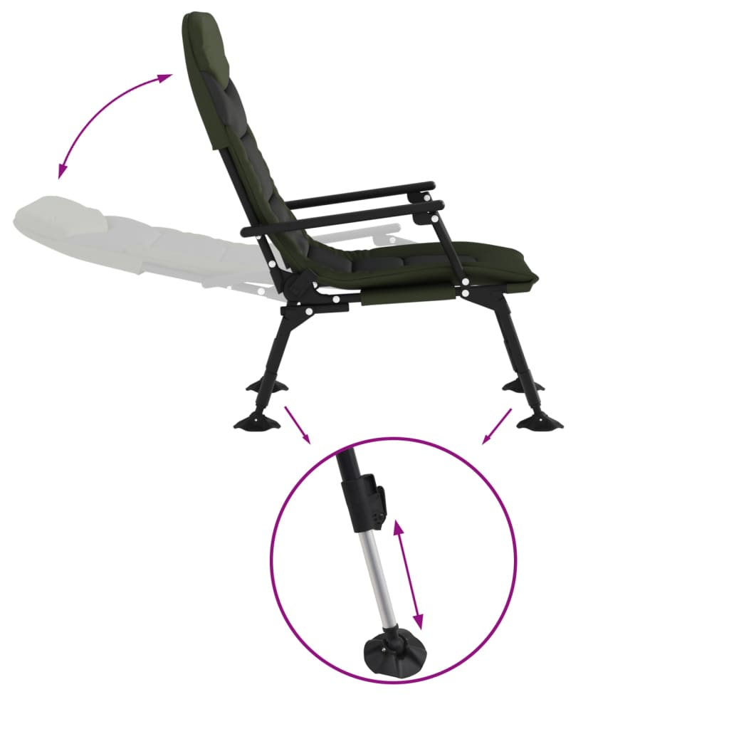 Chaise de pêche avec accoudoir pliable vert