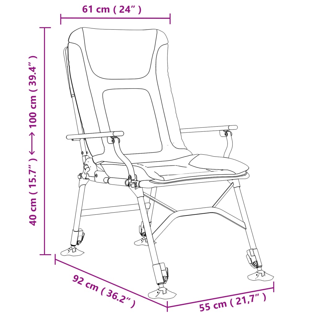 Chaise de pêche avec accoudoir pliable vert