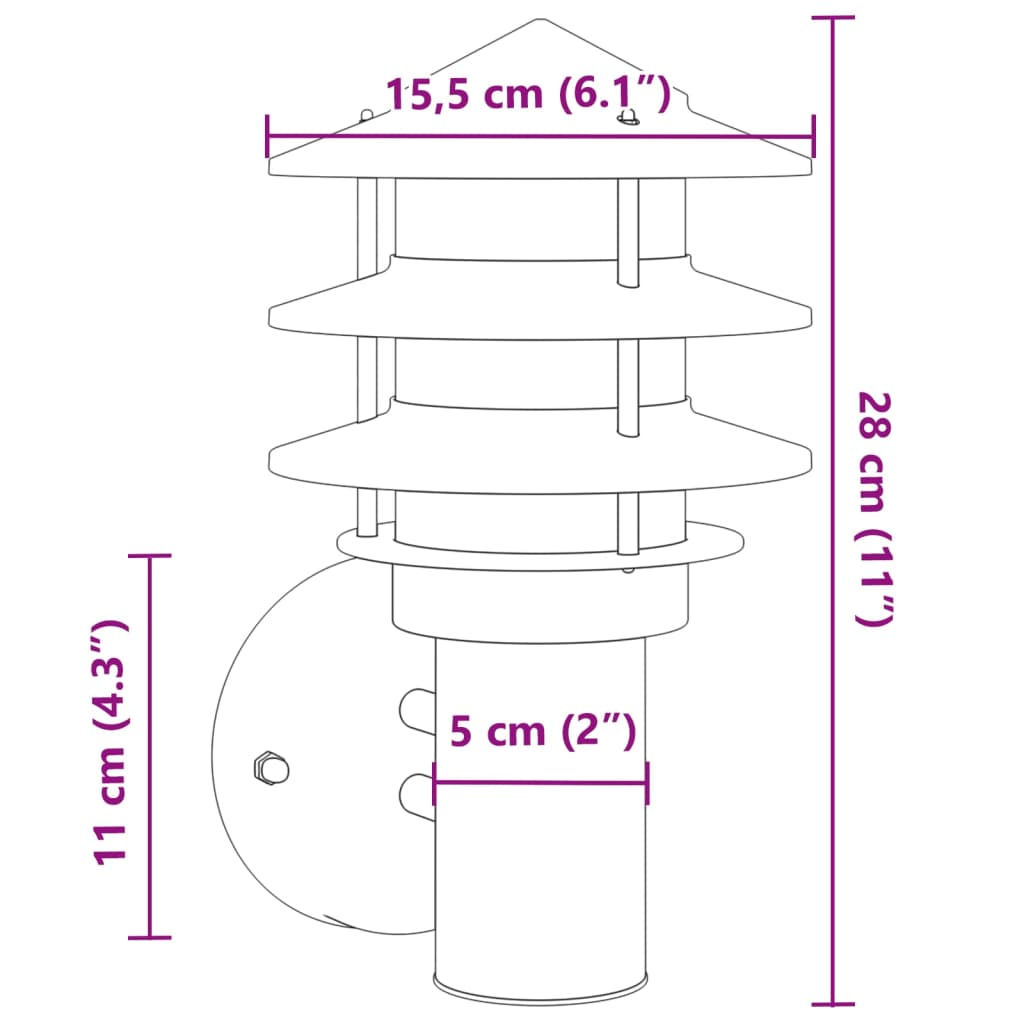 Appliques murales d'extérieur 2pcs argenté acier inoxydable