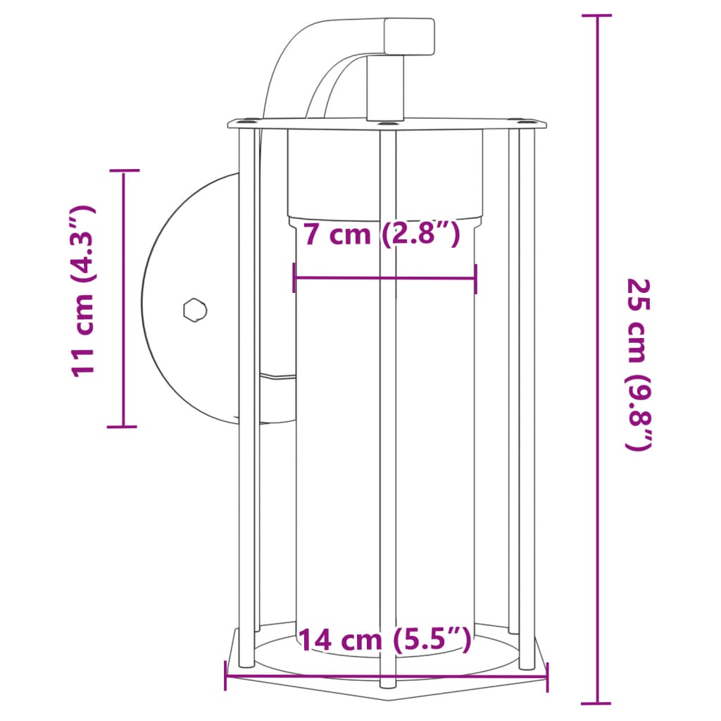 Appliques murales d'extérieur 2 pcs noir acier inoxydable