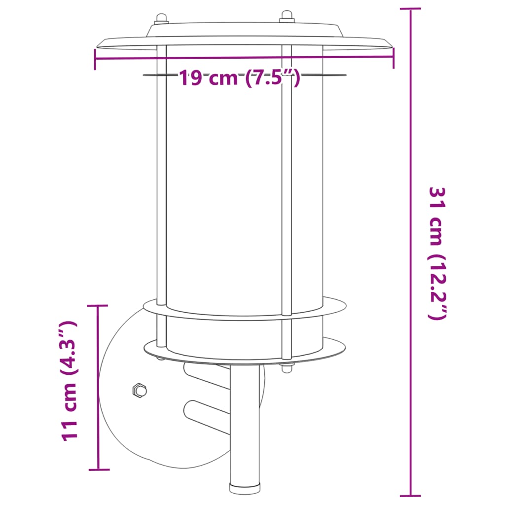 Applique murale d'extérieur argenté acier inoxydable