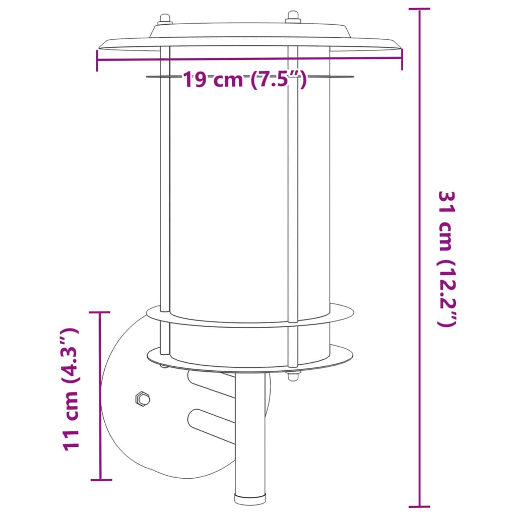 Appliques murales d'extérieur 2pcs argenté acier inoxydable