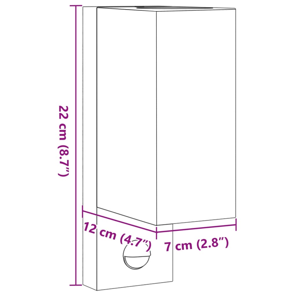 Appliques murales d'extérieur avec capteurs 2 pcs noir