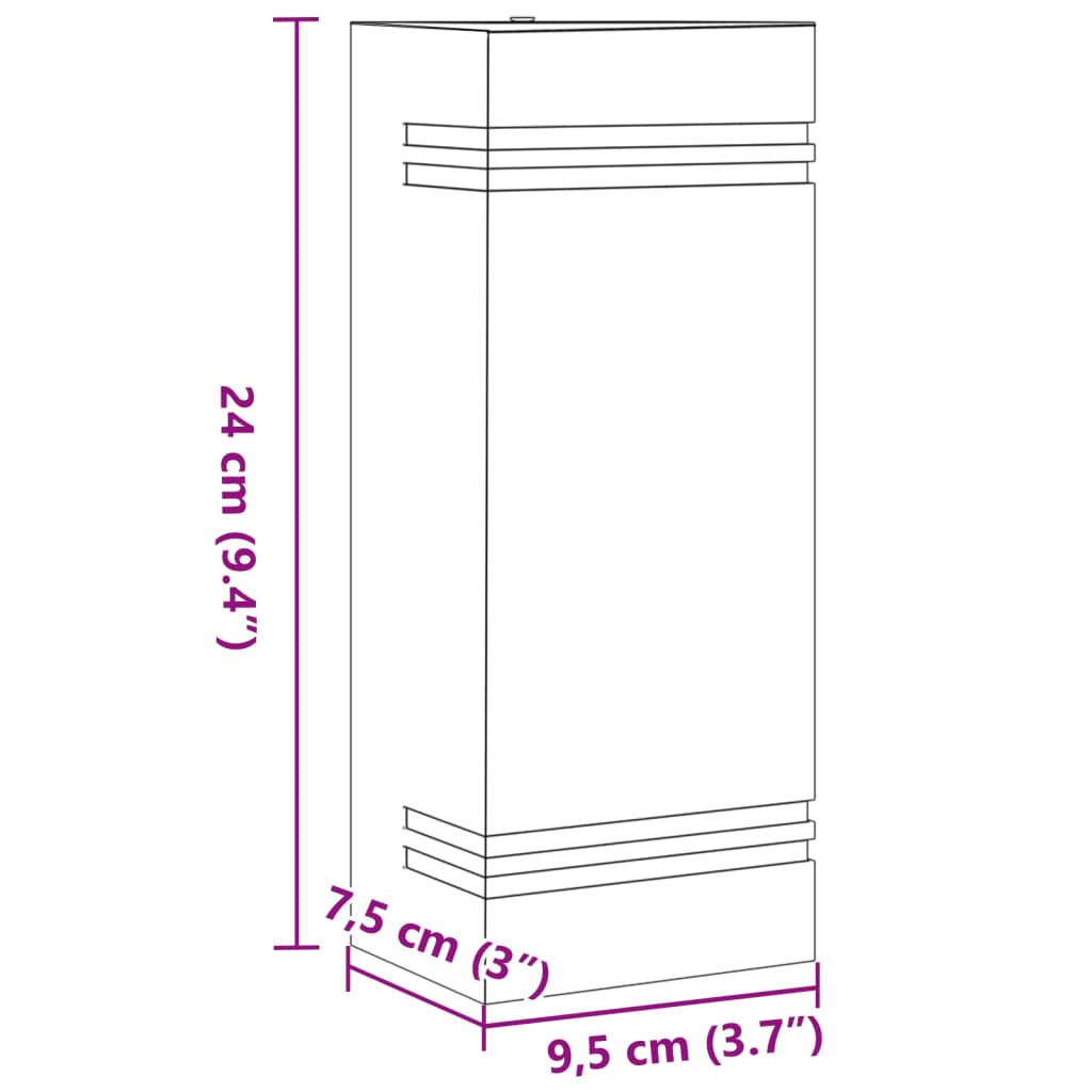 Appliques murales d'extérieur 2 pcs noir acier inoxydable