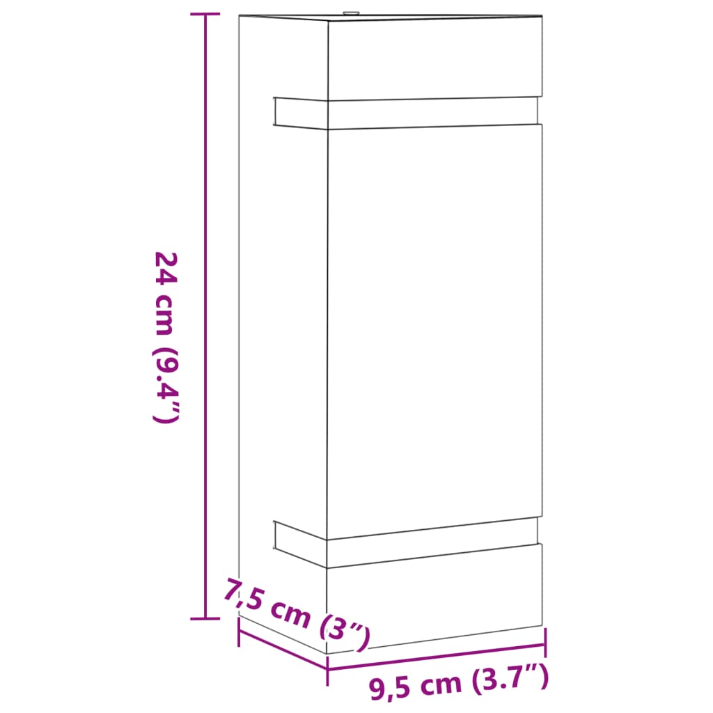 Appliques murales d'extérieur 2 pcs noir acier inoxydable