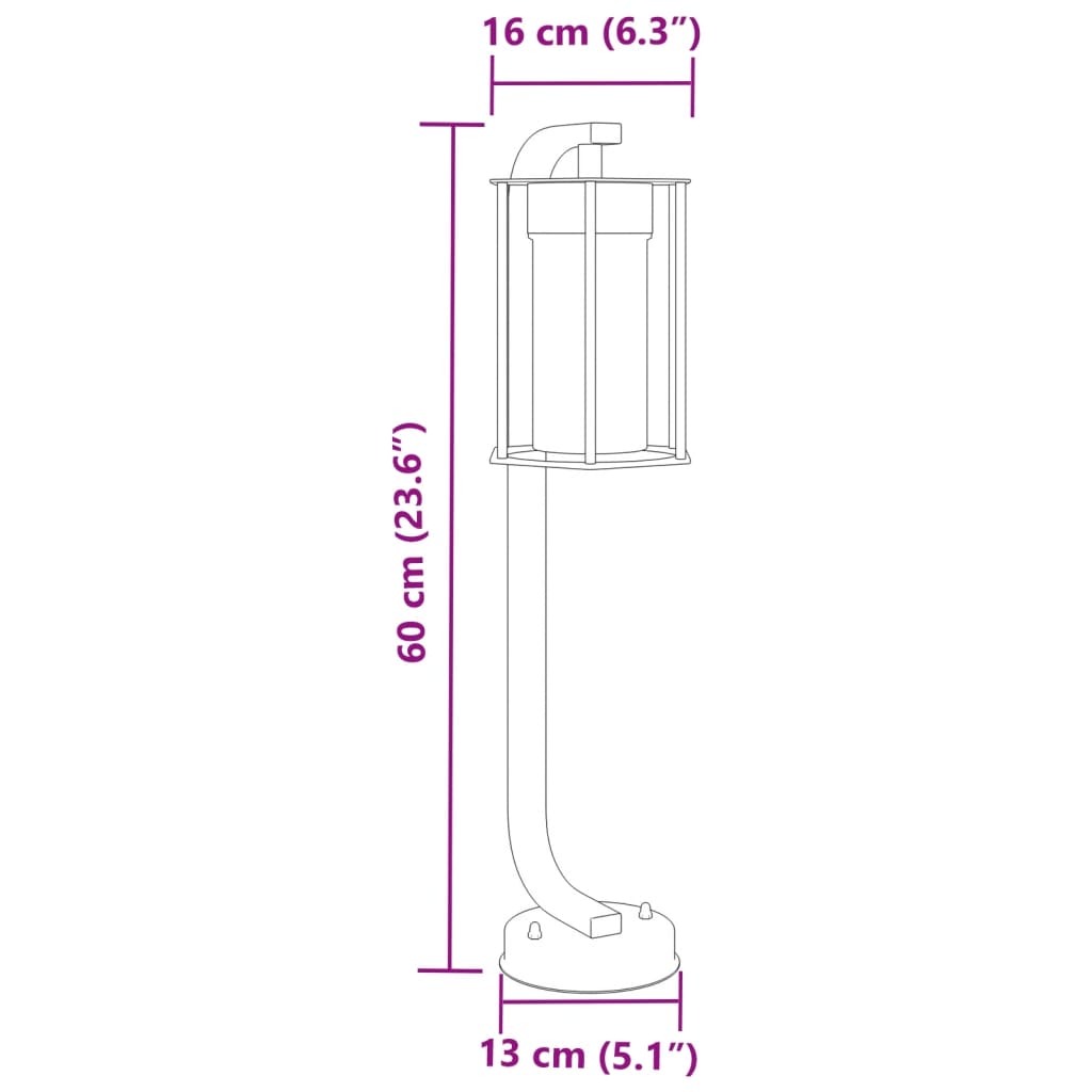 Schwarze Außenstehleuchte 60 cm aus Edelstahl