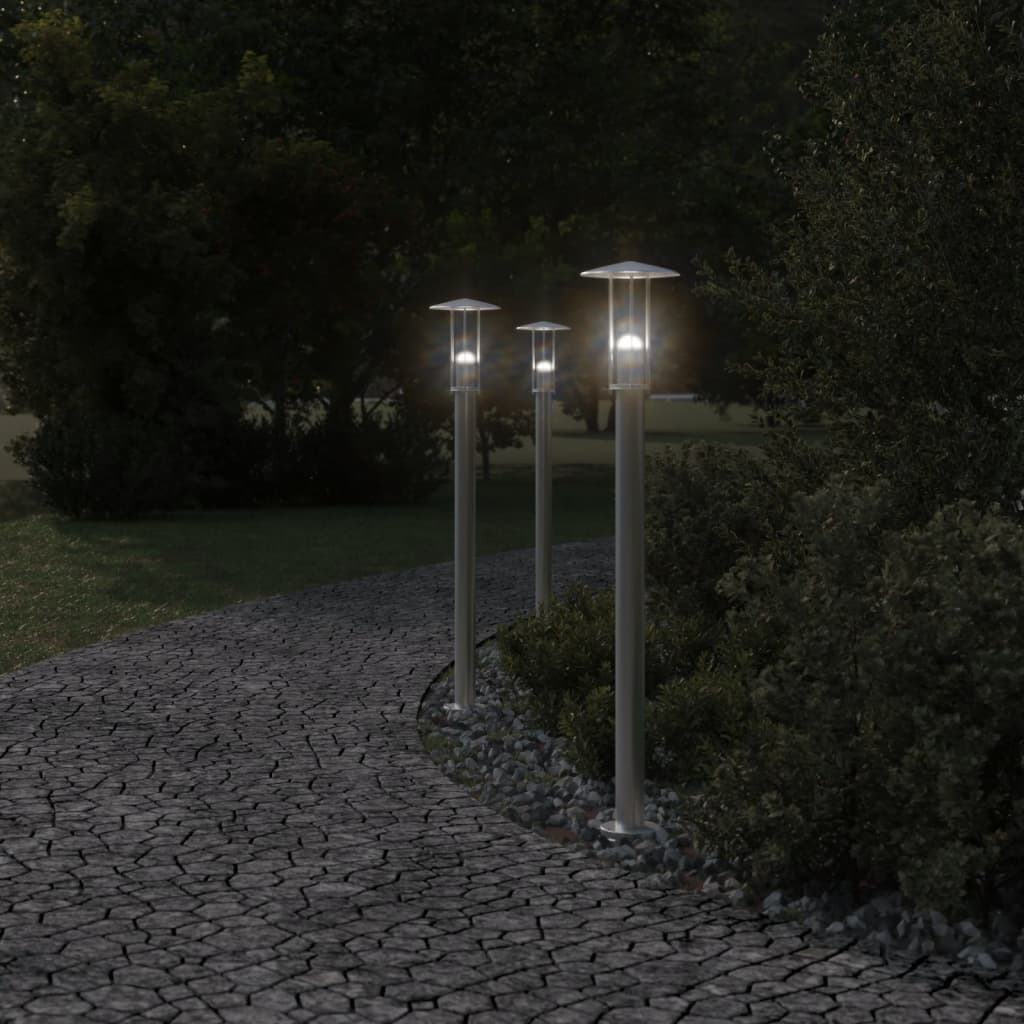 Lampadaire d'extérieur argenté 100 cm acier inoxydable