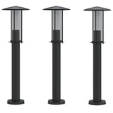 Lampadaires d'extérieur 3 pcs noir 60 cm acier inoxydable