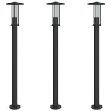 Lampadaires d'extérieur 3 pcs noir 100 cm acier inoxydable