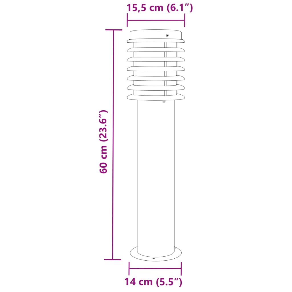 Außenstehleuchten 3 Stück schwarz 60 cm Edelstahl