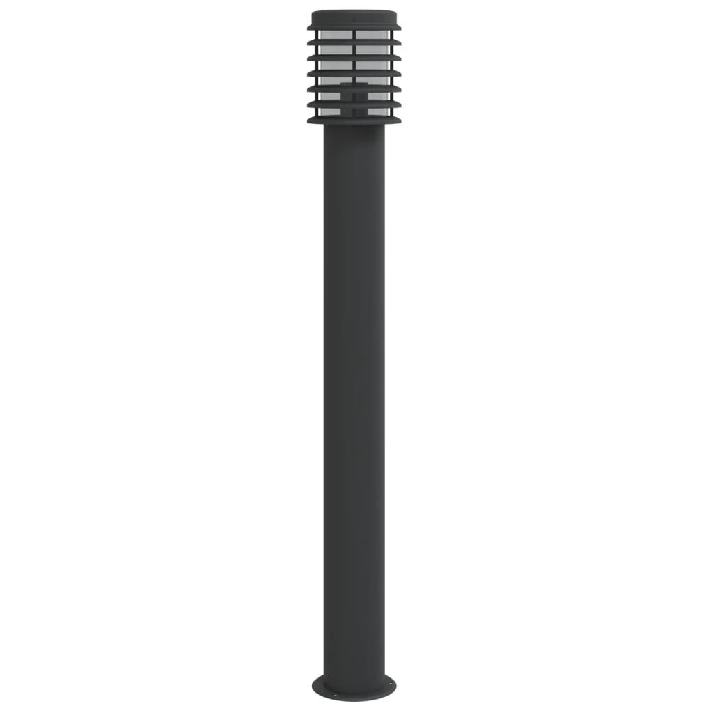 Lampadaires d'extérieur 3 pcs noir 110 cm acier inoxydable