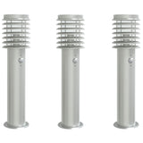 Outdoor floor lamps with sensors 3 pcs stainless steel