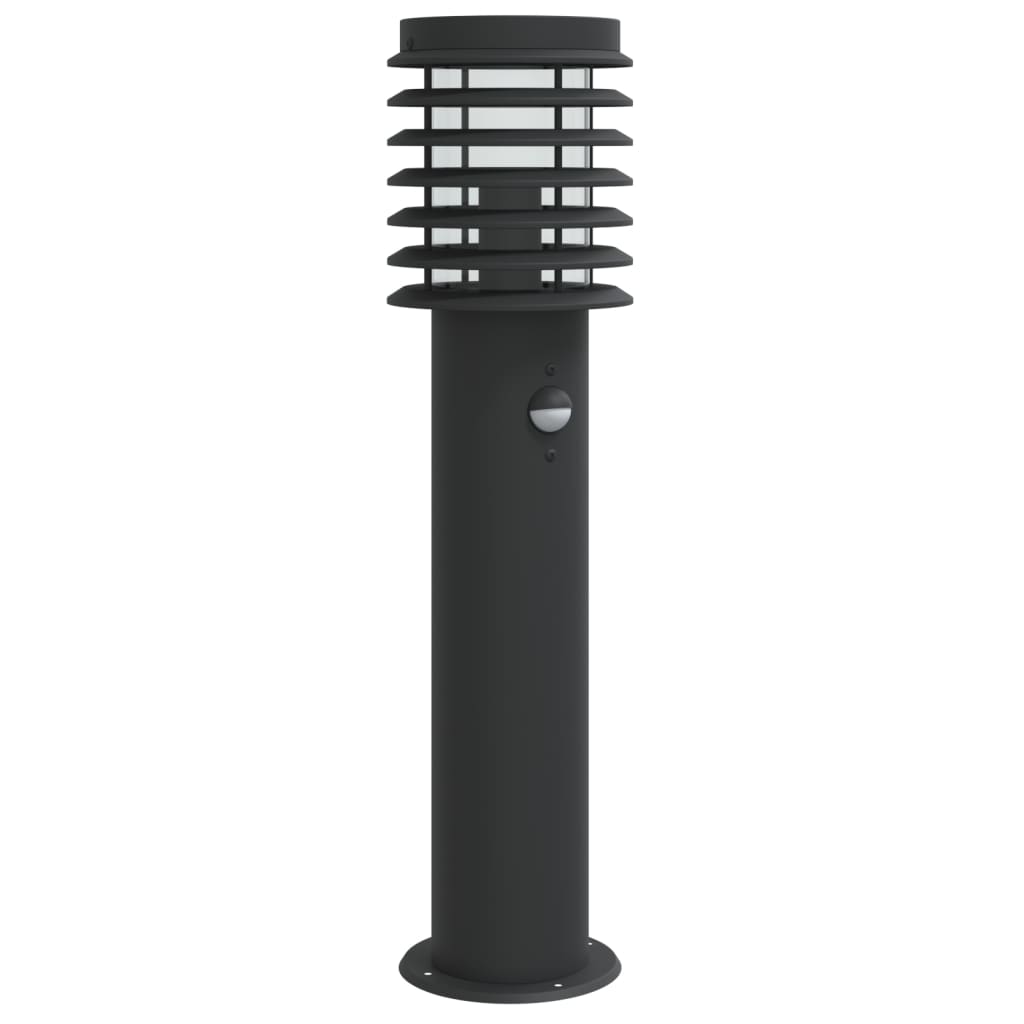 Lampadaire d'extérieur avec capteur noir 60 cm acier inoxydable