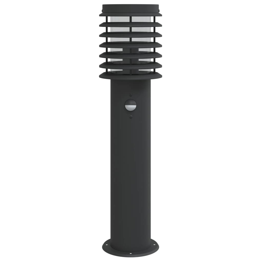 Lampadaire d'extérieur avec capteur noir 60 cm acier inoxydable