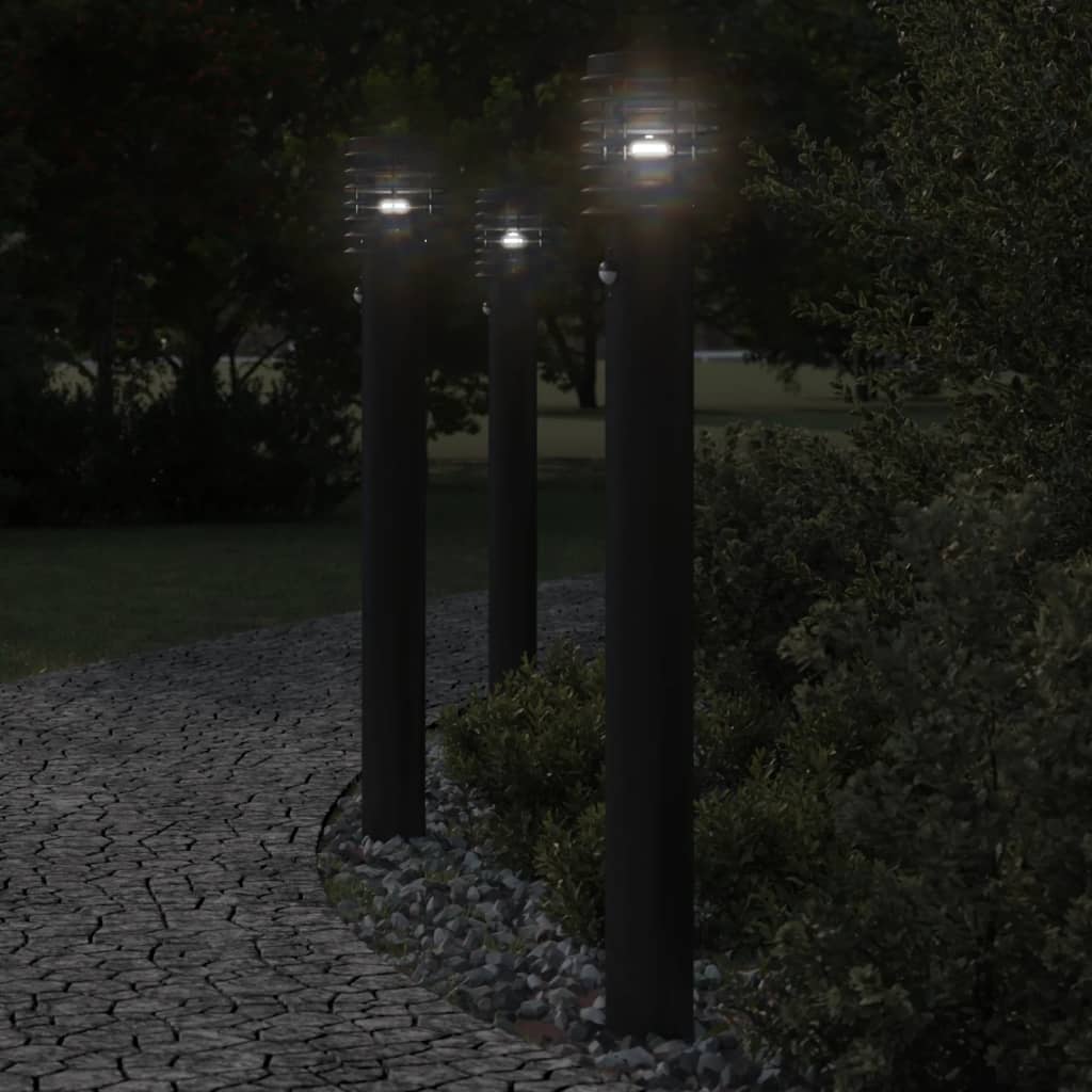 Outdoor floor lamp with black sensor 110cm stainless steel