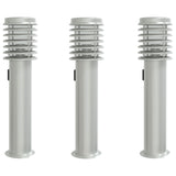 Outdoor Floor Lamps and Outlet 3pcs Silver Stainless Steel