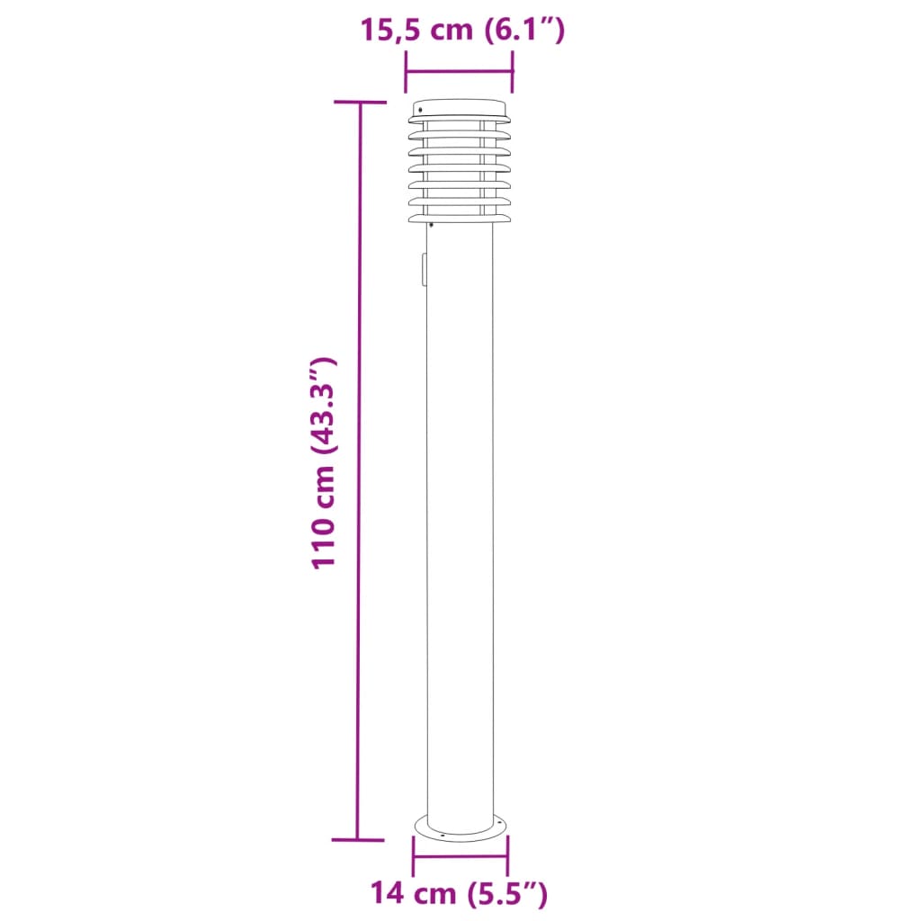 Außenstehleuchte und Steckdose silber 110cm Edelstahl