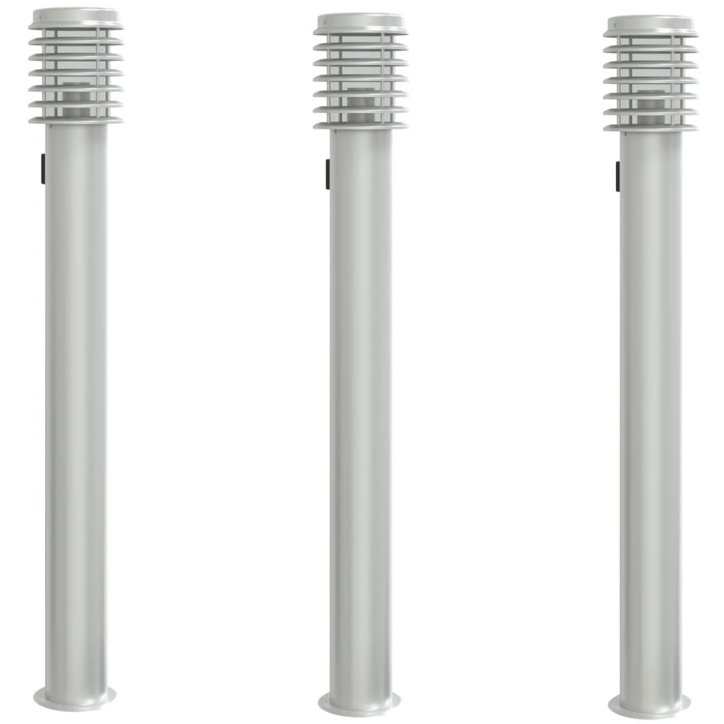 Outdoor Floor Lamps and Outlet 3pcs Silver Stainless Steel