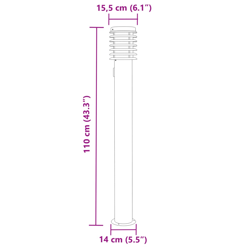 Outdoor Floor Lamps and Outlet 3pcs Silver Stainless Steel