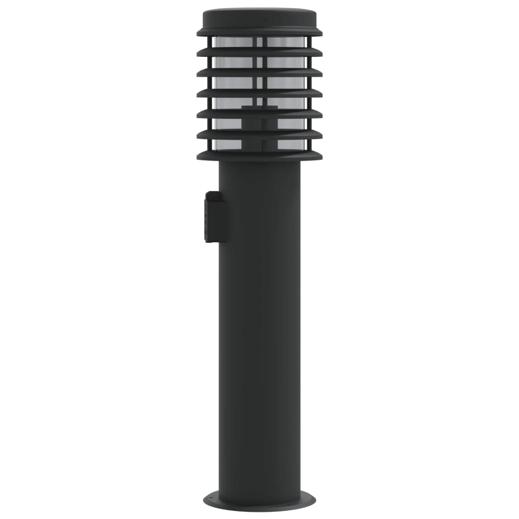 Lampadaire d'extérieur avec sortie noir 60 cm acier inoxydable