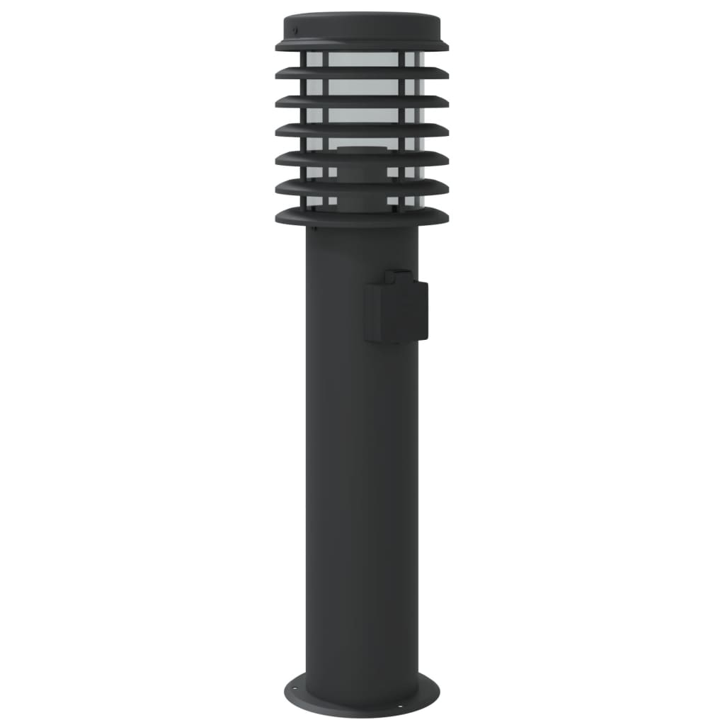 Lampadaire d'extérieur avec sortie noir 60 cm acier inoxydable