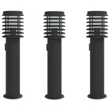 Outdoor floor lamps with outlet 3 pcs black stainless steel