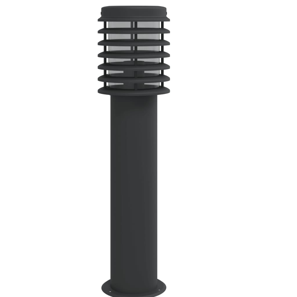 Outdoor floor lamps with outlet 3 pcs black stainless steel