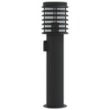 Outdoor floor lamps with outlet 3 pcs black stainless steel