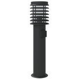 Outdoor floor lamps with outlet 3 pcs black stainless steel