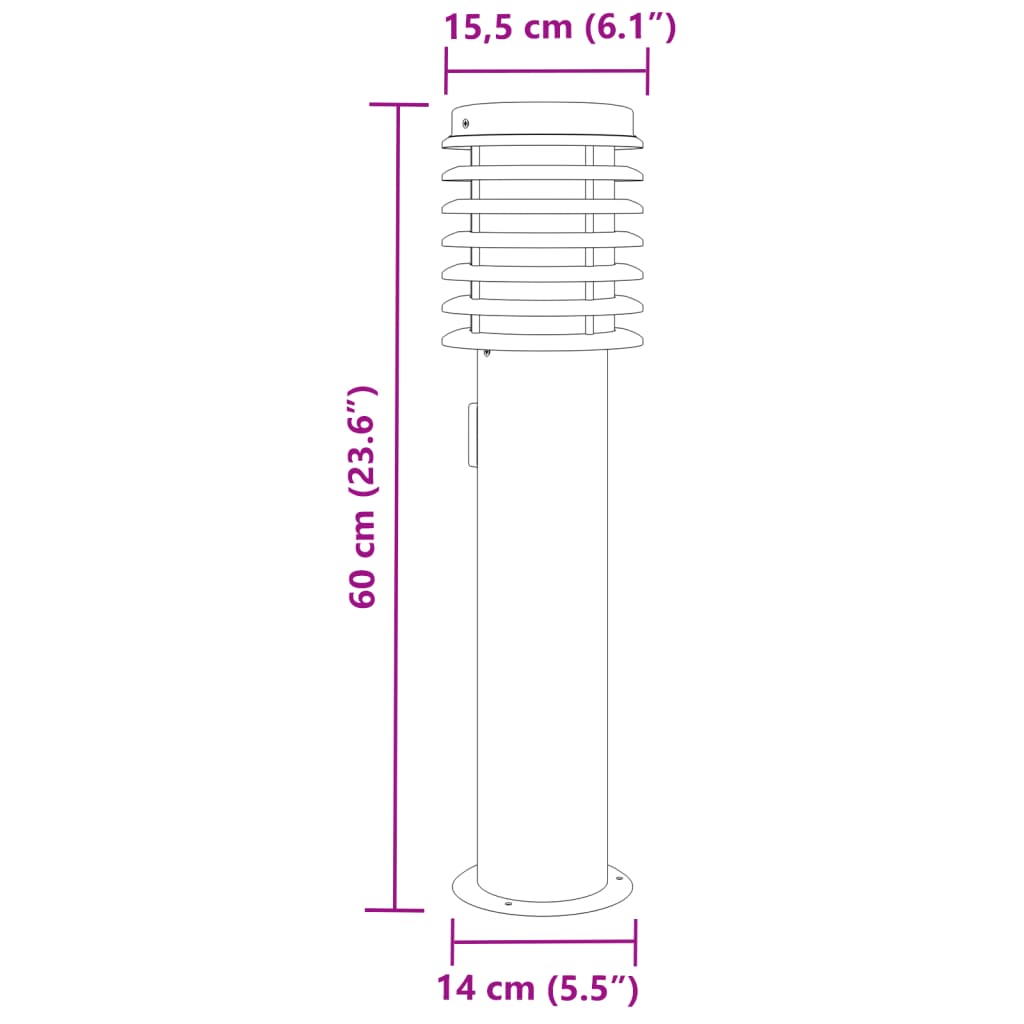 Outdoor floor lamps with outlet 3 pcs black stainless steel