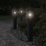 Outdoor floor lamps with outlet 3 pcs black stainless steel