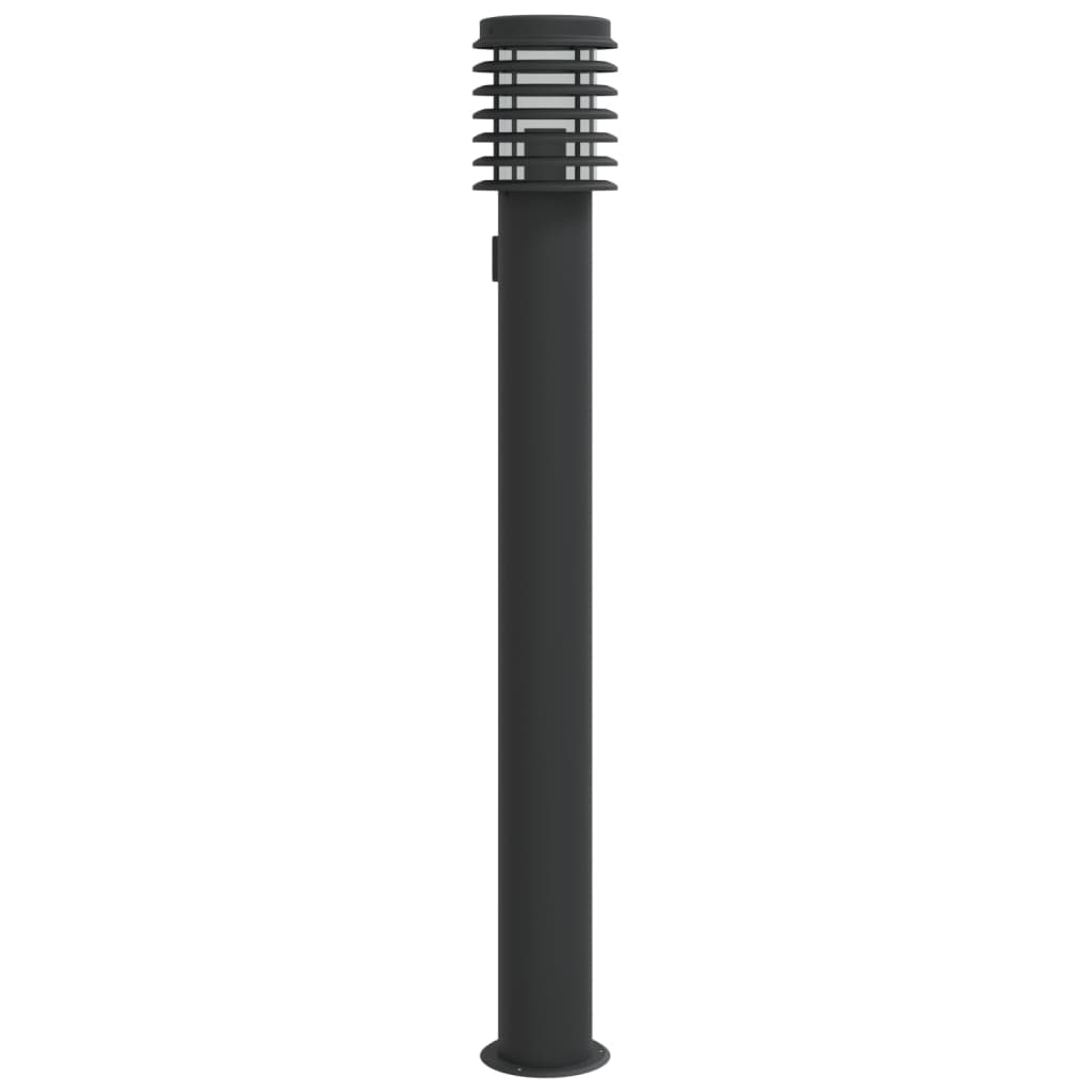 Lampadaire d'extérieur avec sortie noir 110 cm acier inoxydable