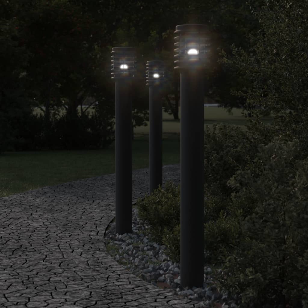 Lampadaire d'extérieur avec sortie noir 110 cm acier inoxydable