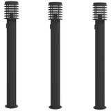 Lampadaires d'extérieur avec sortie 3 pcs noir acier inoxydable