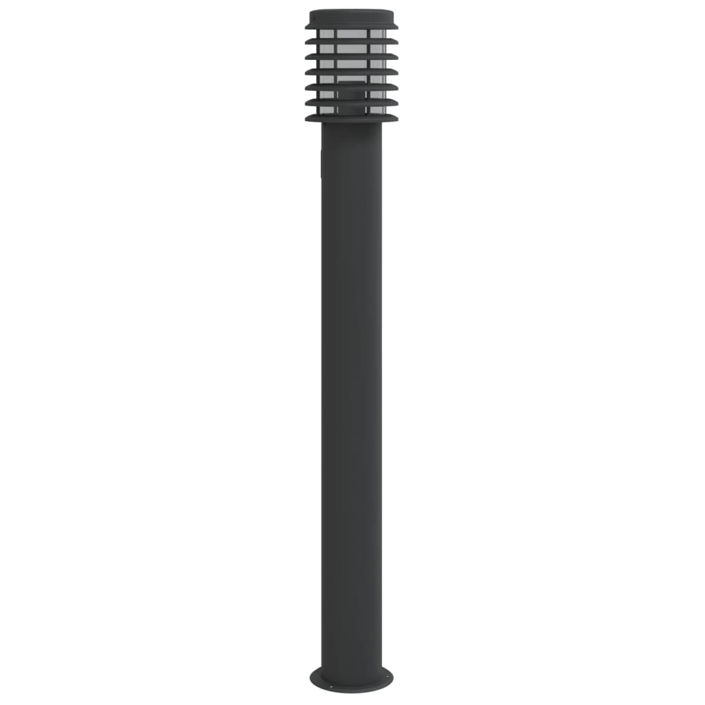 Lampadaires d'extérieur avec sortie 3 pcs noir acier inoxydable