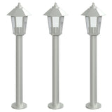 Lampadaires d'extérieur 3 pcs argenté 80 cm acier inoxydable