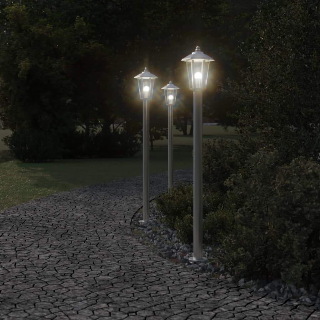 Lampadaire d'extérieur argenté 120 cm acier inoxydable