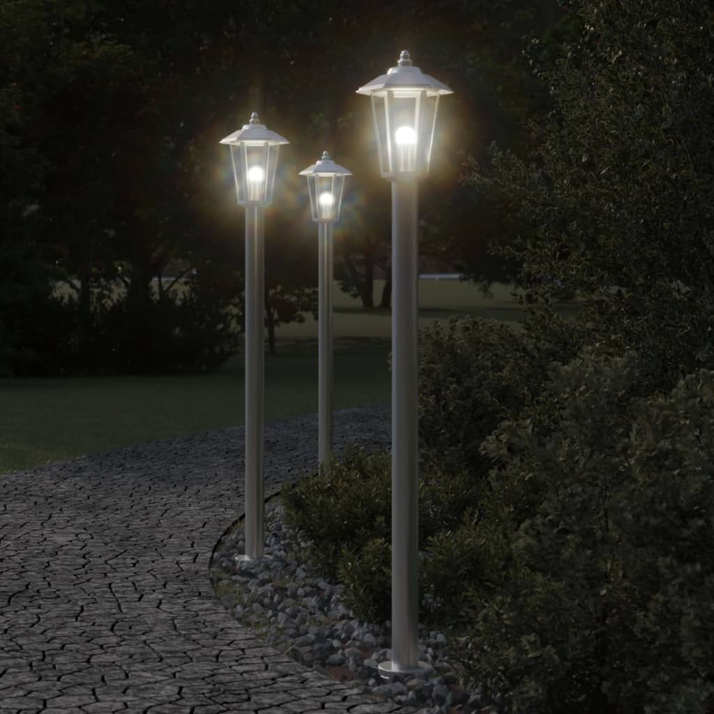 Silver outdoor floor lamp 120 cm stainless steel