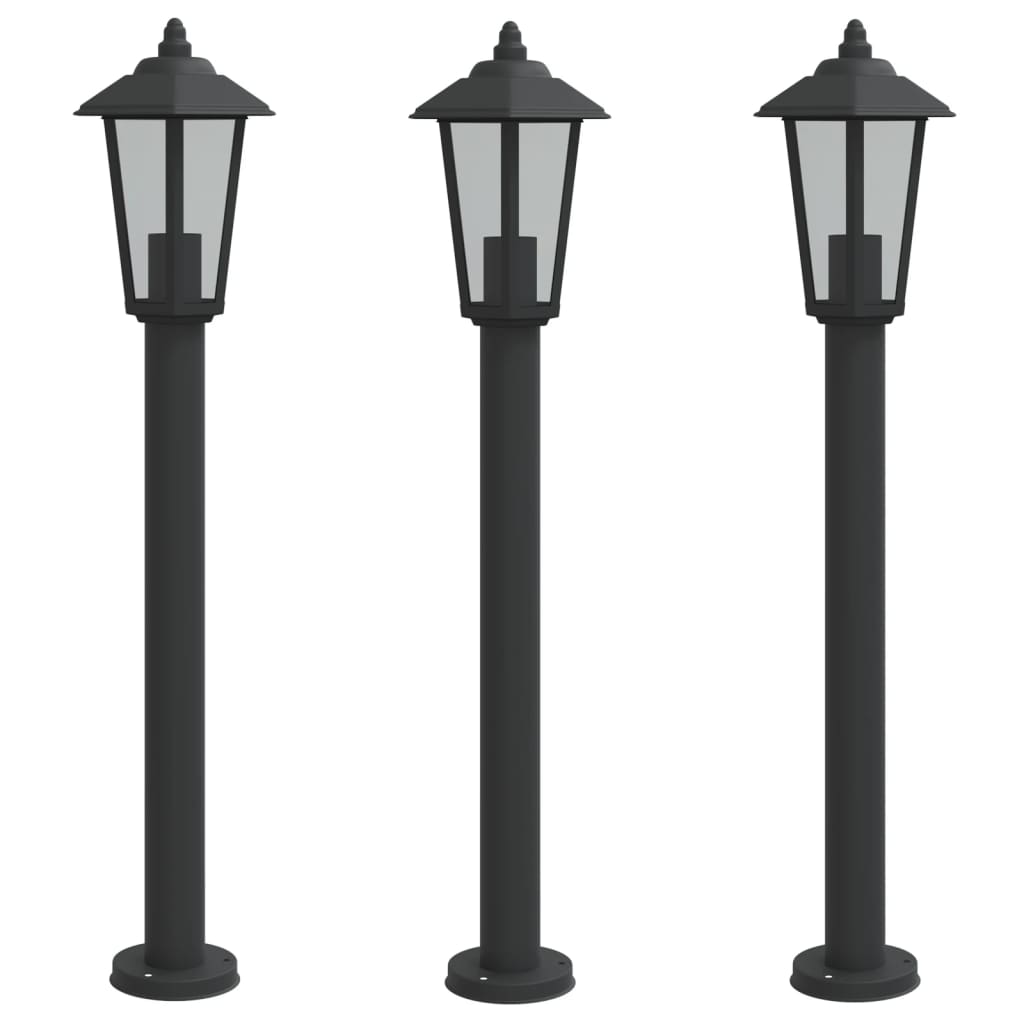 Outdoor floor lamps 3 pcs black 80 cm stainless steel