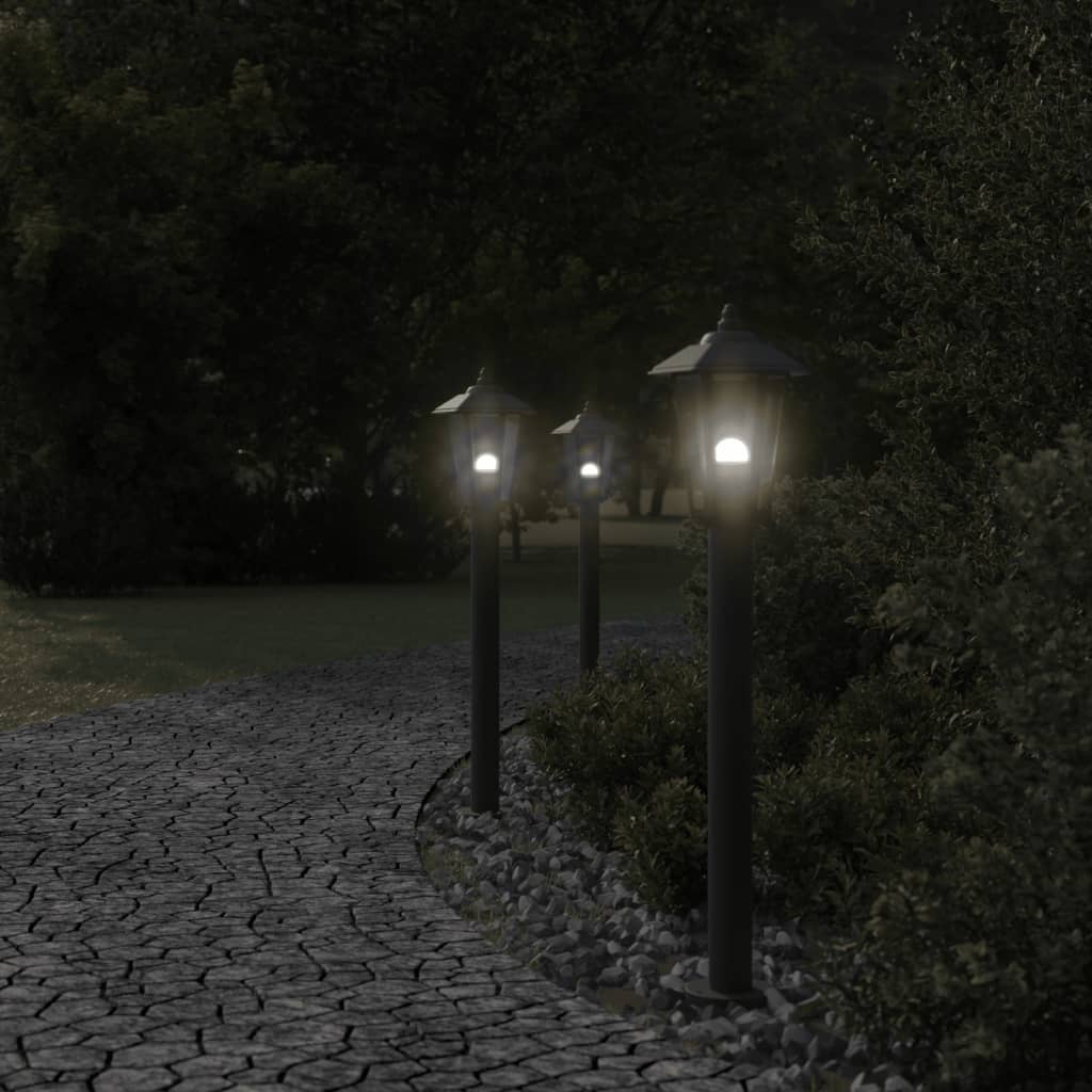 Outdoor floor lamps 3 pcs black 80 cm stainless steel