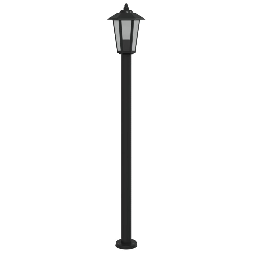 Lampadaires d'extérieur 3 pcs noir 120 cm acier inoxydable